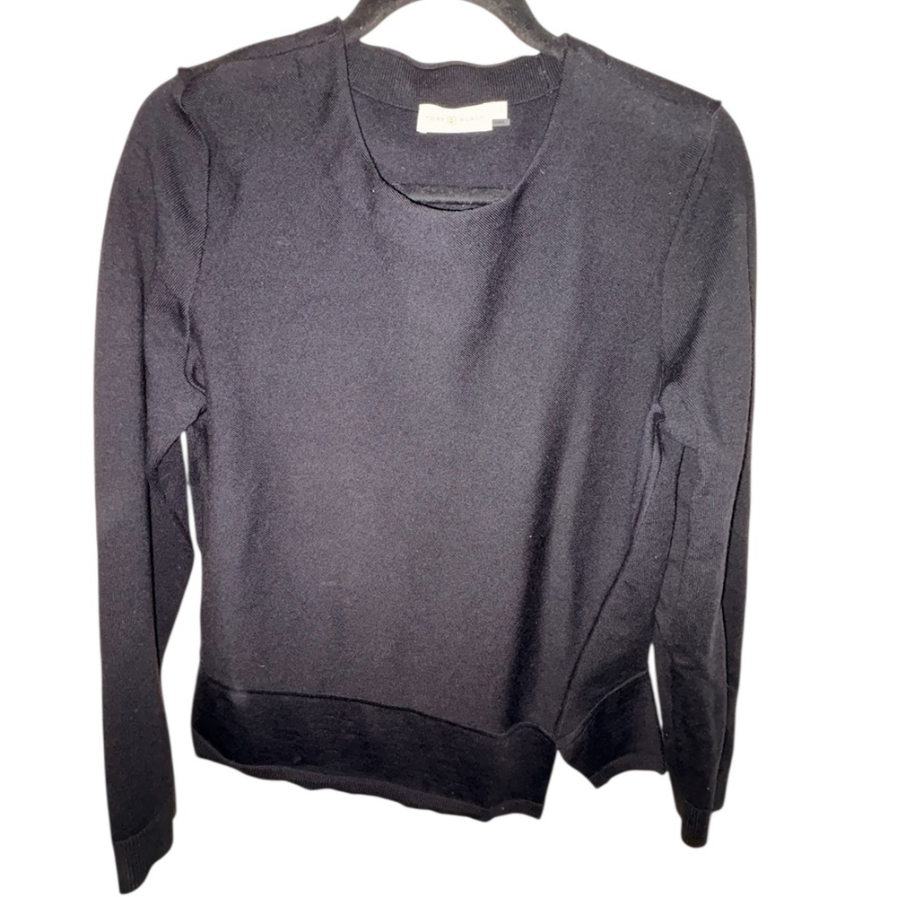 Tory Burch Black Asymmetrical Luxury Pullover Sweater